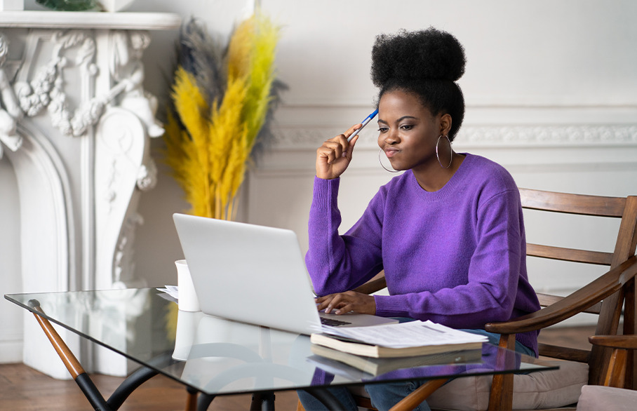 Woman on laptop at desk