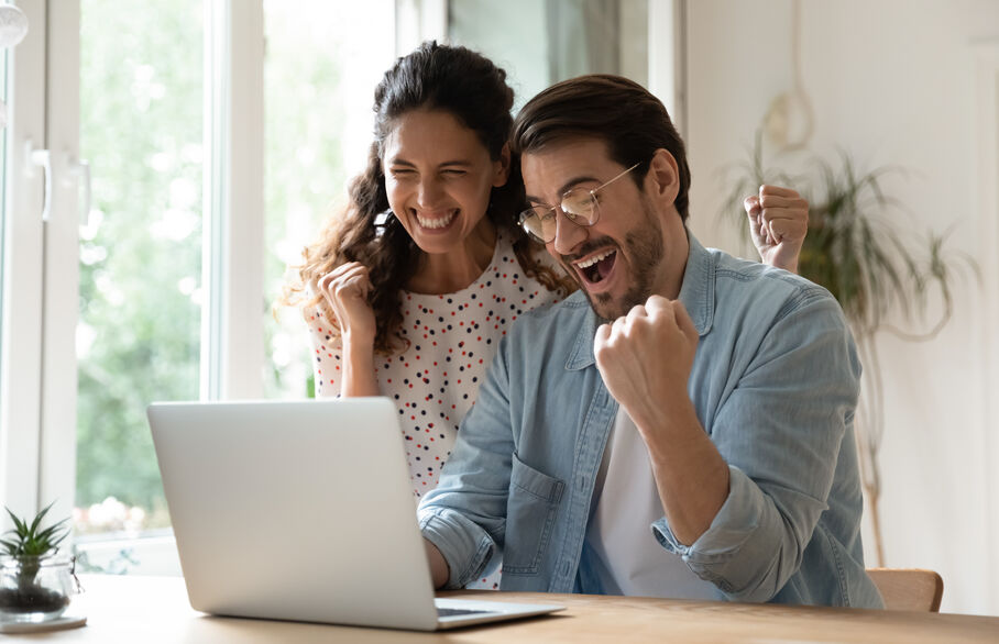 Couple cheering